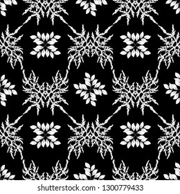Floral Seamless pattern, background with In art nouveau style, vintage, old, retro style. Black and white graphics. Vector illustration.
