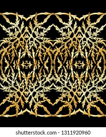Floral Seamless pattern, background with In art nouveau style, vintage, old, retro style. In gold and black
Vector illustration in gold colors. 
