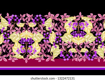 Floral Seamless pattern, background with In art nouveau style, vintage, old, retro style. Colored vector illustration.

