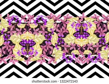 Floral Seamless pattern, background with In art nouveau style, vintage, old, retro style. Colored vector illustration.
