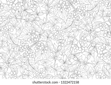 Floral Seamless pattern, background with In art nouveau style, vintage, old, retro style. Black and white graphics. Vector illustration.
