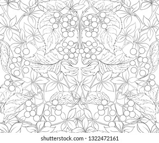 Floral Seamless pattern, background with In art nouveau style, vintage, old, retro style. Black and white graphics. Vector illustration.
