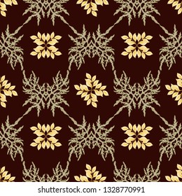 Floral Seamless pattern, background with In art nouveau style, vintage, old, retro style. Colored vector illustration.
