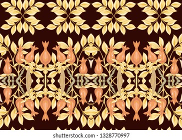 Floral Seamless pattern, background with In art nouveau style, vintage, old, retro style. Colored vector illustration.
