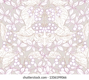 Floral Seamless pattern, background with In art nouveau style, vintage, old, retro style. Colored vector illustration.

