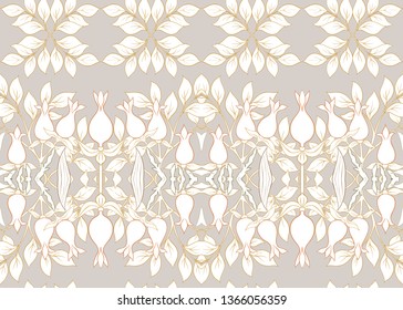 Floral Seamless pattern, background with In art nouveau style, vintage, old, retro style. Colored vector illustration.
