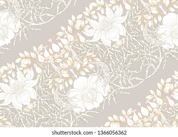 Floral Seamless pattern, background with In art nouveau style, vintage, old, retro style. Colored vector illustration.
