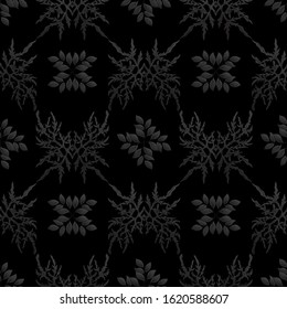 Floral Seamless pattern, background with In art nouveau style, vintage, old, retro style. Vector illustration in black colors..