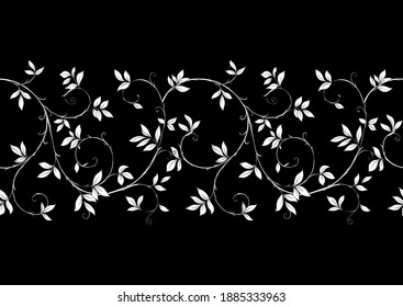 Floral Seamless pattern, background In art nouveau style, vintage, old, retro style. Black and white graphics vector illustration..