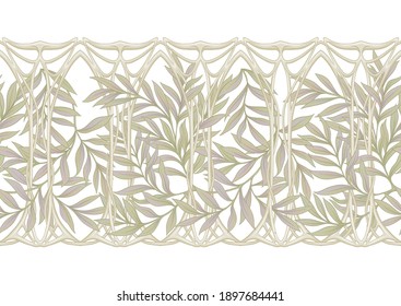 Floral Seamless pattern, background In art nouveau style, vintage, old, retro style. Colored vector illustration Isolated on white background..