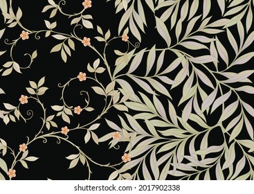 Floral Seamless pattern, background In art nouveau style, vintage, old, retro style. Colored vector illustration..