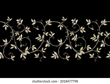Floral Seamless pattern, background In art nouveau style, vintage, old, retro style. Colored vector illustration Isolated on black background..