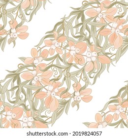 Floral Seamless pattern, background In art nouveau style, vintage, old, retro style. Colored vector illustration..
