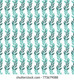 Floral seamless pattern, background with branches and leaves on a white background. Vector illustration.