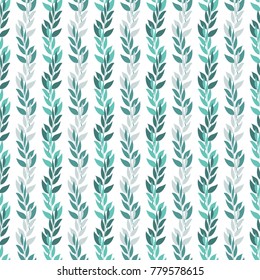 Floral seamless pattern, background with branches and leaves on a white background. Vector illustration.