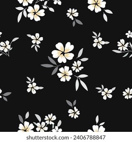 
Floral seamless pattern background with brush stroke flowers  for fashion, graphics, and print