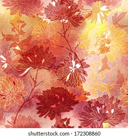 Floral seamless pattern. Background with chrysanthemum. Vector illustration