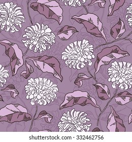 Floral seamless pattern. Background with chrysanthemum. Vector illustration