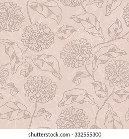 Floral seamless pattern. Background with chrysanthemum. Vector illustration