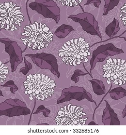 Floral seamless pattern. Background with chrysanthemum. Vector illustration