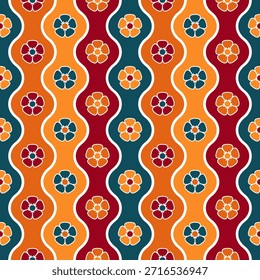 Fundo de padrão floral sem emenda. Ondas coloridas. design, para tecido, envoltório, têxtil, papel de parede. Ilustração de vetor