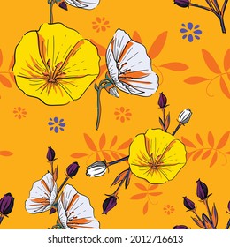 Fondo floral sin fisuras para impresiones de moda, tela, papel pintado y todas las impresiones en color de fondo de tierra.