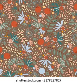 Floral seamless pattern background for fashion prints, fabric, wallpaper and all prints on background earth tone color.