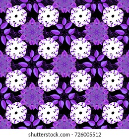 Floral seamless pattern background. Flowers on violet, black and white colors. Flower painting vector for t shirt printing.