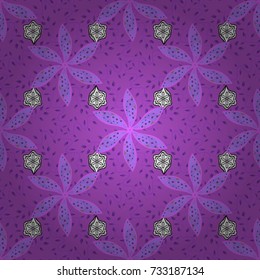 Floral seamless pattern background. Flowers on violet, purple and white colors. Colour Spring Theme seamless pattern Background. Flat Flower Elements Design Vector illustration.