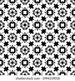 floral seamless pattern background. Geometric ornament for wallpapers and backgrounds. pattern with Black and white color. 