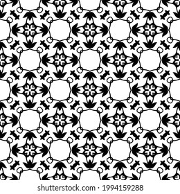 floral seamless pattern background. Geometric ornament for wallpapers and backgrounds. pattern with Black and white color. 