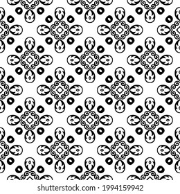 fondo de patrón sin soldadura floral. Ornamento geométrico para fondos de escritorio y fondos. con color negro y blanco. 