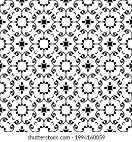 fondo de patrón sin soldadura floral. Ornamento geométrico para fondos de escritorio y fondos. con color negro y blanco. 