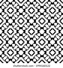 floral seamless pattern background. Geometric ornament for wallpapers and backgrounds. pattern with Black and white color. 