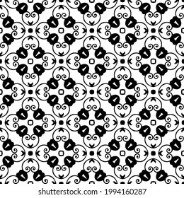 floral seamless pattern background. Geometric ornament for wallpapers and backgrounds. pattern with Black and white color. 