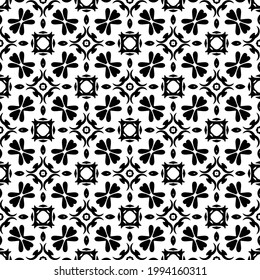 floraler nahtloser Musterhintergrund. Geometrisches Ornament für Bildschirmhintergründe und Hintergründe. Muster mit schwarz-weißer Farbe. 