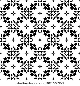 floraler nahtloser Musterhintergrund. Geometrisches Ornament für Bildschirmhintergründe und Hintergründe. Muster mit schwarz-weißer Farbe. 