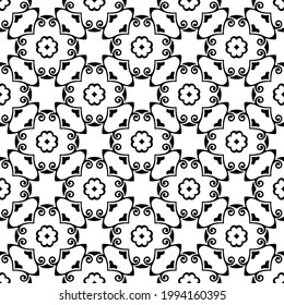 fondo de patrón sin soldadura floral. Ornamento geométrico para fondos de escritorio y fondos. con color negro y blanco. 