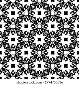floral seamless pattern background. Geometric ornament for wallpapers and backgrounds. pattern with Black and white color. 