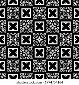 fondo de patrón sin soldadura floral. Ornamento geométrico para fondos de escritorio y fondos. con color negro y blanco. 