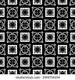 floral seamless pattern background. Geometric ornament for wallpapers and backgrounds. pattern with Black and white color. 