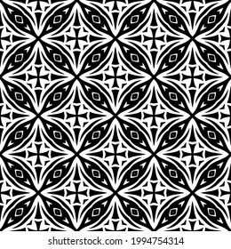 floraler nahtloser Musterhintergrund. Geometrisches Ornament für Bildschirmhintergründe und Hintergründe. Muster mit schwarz-weißer Farbe. 