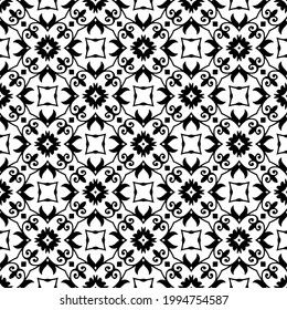 floral seamless pattern background. Geometric ornament for wallpapers and backgrounds. pattern with Black and white color.