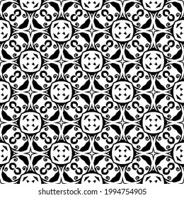 floraler nahtloser Musterhintergrund. Geometrisches Ornament für Bildschirmhintergründe und Hintergründe. Muster mit schwarz-weißer Farbe.