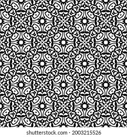 floral seamless pattern background. Geometric ornament for wallpapers and backgrounds. Black and white pattern. 
