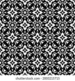 floral seamless pattern background. Geometric ornament for wallpapers and backgrounds. Black and white pattern. 
