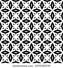 Floral seamless pattern background. Geometric ornament for wallpapers and backgrounds. Black and white pattern.