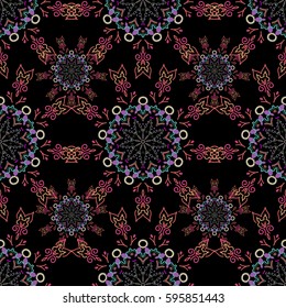 Floral seamless pattern. Seamless background. Green, gray and pink ornament. Wallpaper baroque, damask.