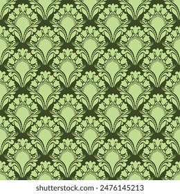 Floral seamless pattern background in grey and flax colors for wallpaper and textile design