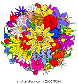 Floral seamless pattern background with leaves. Doodles ornament